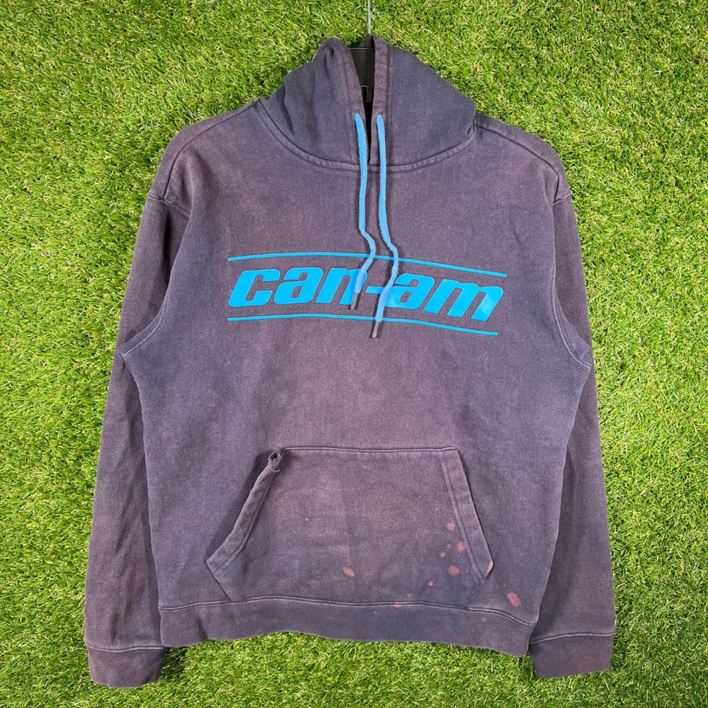 Can-Am BRP Graphic Hoodie Faded Black Blue Logo Pullover‎ Sweatshirt Small